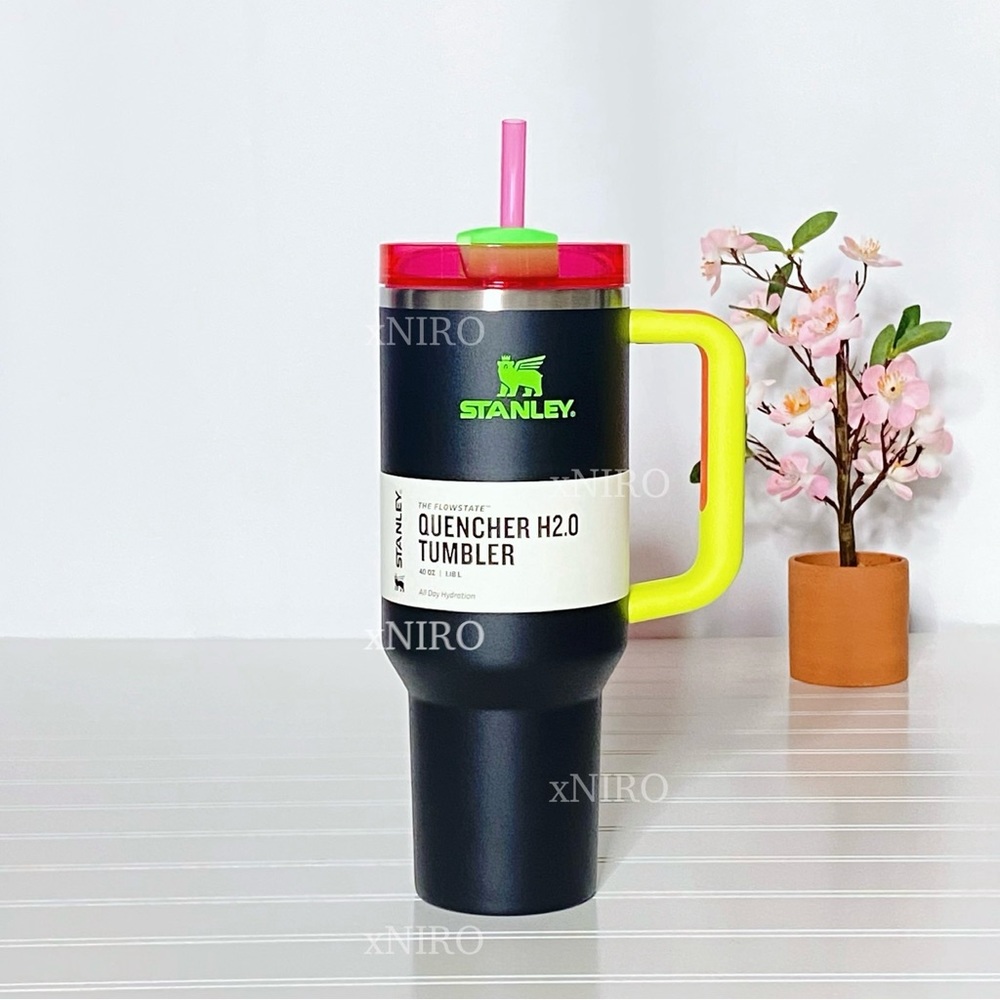 Stanley Black Neon Quencher Flowstate 40oz Spring Fling Tumbler